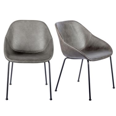 Corinna Side Chair Set of 2 In Charcoal Gray