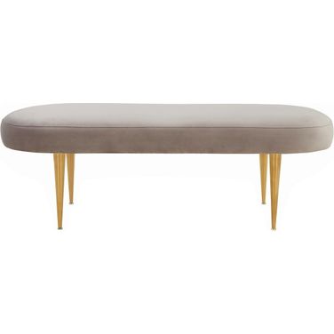 Corinne Oval Bench In Pale Taupe And Gold