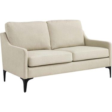 Corland Beige Upholstered Fabric Loveseat