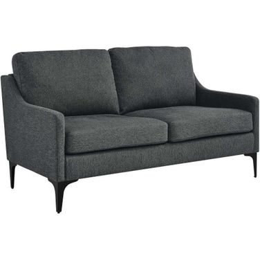 Corland Charcoal Upholstered Fabric Loveseat
