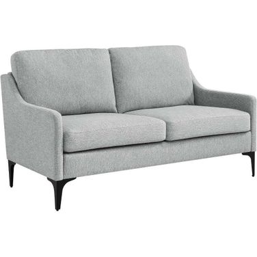 Corland Light Gray Upholstered Fabric Loveseat