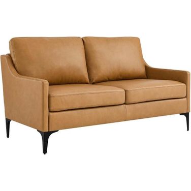 Corland Tan Leather Loveseat