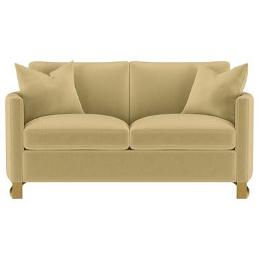 Corliss Upholstered Curved Track Arm Loveseat In Camel
