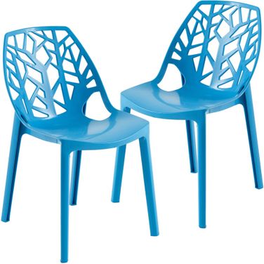 Cornelia Dining Chair Set of 2 In Solid Blue