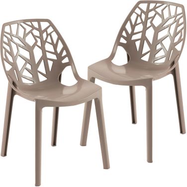 Cornelia Dining Chair Set of 2 In Solid Taupe