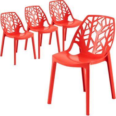Cornelia Dining Chair Set of 4 In Solid Red