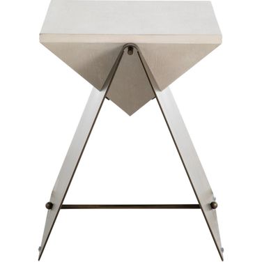 Cornet Side Table In Cerused White and Brushed Brass