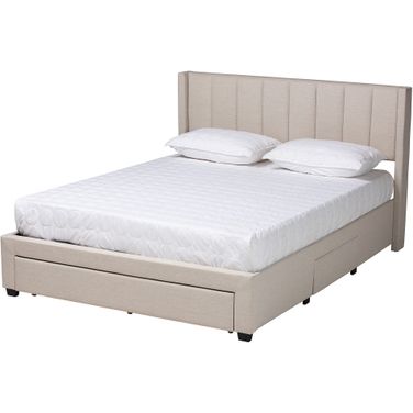 Coronado Fabric 3 Drawer Full Storage Platform Bed In Beige