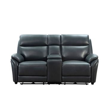 Corry Power Reclining Console Loveseat with Power Head Rests, Power Lumbar and Hidden cupholders In Dark Blue