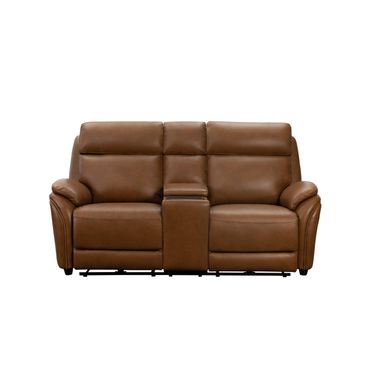 Corry Power Reclining Console Loveseat with Power Head Rests, Power Lumbar and Hidden cupholders In Saddle