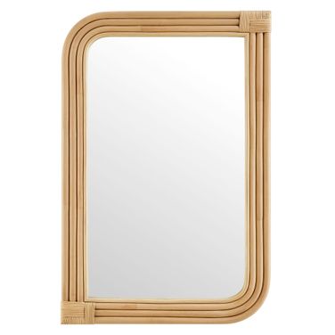 Corsica Curved Rectangle Rattan Wall Mirror In Natural