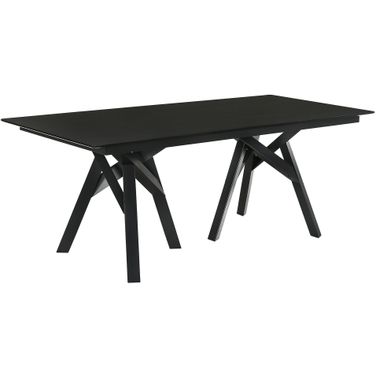 Cortina 79 Inch Mid-Century Modern Black Wood Dining Table with Black Legs