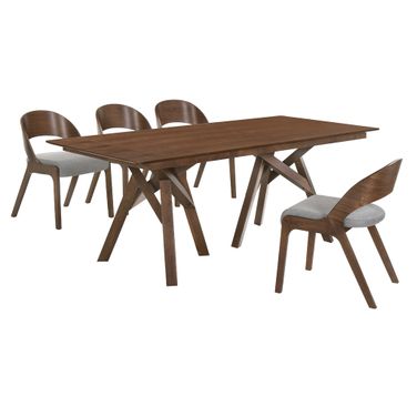 Cortina and Polly 5-Piece Walnut Rectangular Dining Set