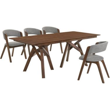 Cortina And Rowan 5 Piece Walnut Rectangular Dining Set