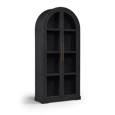 Corva Solid Wood Storage Cabinet In Black