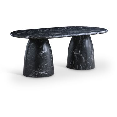 Cosenza 78 Inch Marble Finish Concrete Dining Table In Black