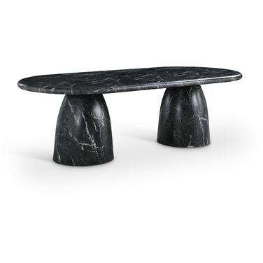 Cosenza 96 Inch Marble Finish Concrete Dining Table In Black