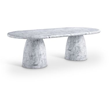 Cosenza 96 Inch Marble Finish Concrete Dining Table In White