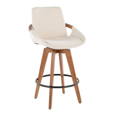 Cosmo 26 Inch Fixed Height Counter Stool In Cream and Walnut