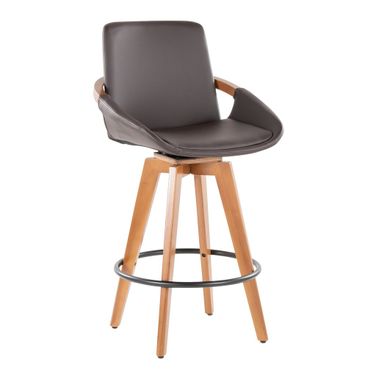 Cosmo 26 Inch Fixed Height Counter Stool In Walnut and Brown