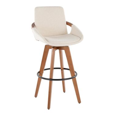 Cosmo 29 Inch Fixed Height Barstool In Cream and Walnut