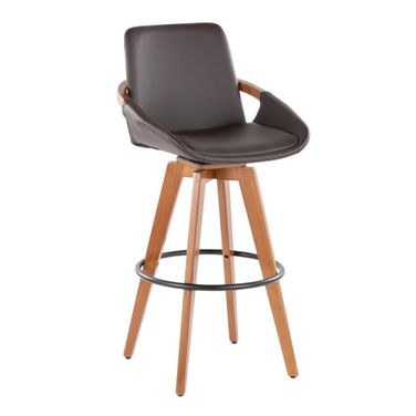 Cosmo 29 Inch Fixed Height Barstool In Walnut and Brown