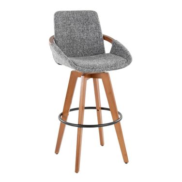 Cosmo 29 Inch Fixed Height Barstool In Walnut and Grey