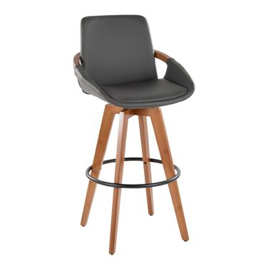 Cosmo 29 Inch Fixed Height Barstool In Walnut and Grey