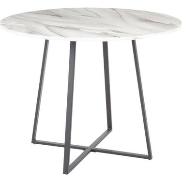 Cosmo Contemporary Dining Table In Black Metal And White Marble Top