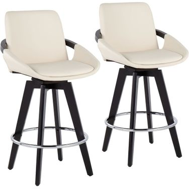 Cosmo Swivel Fixed Height Counter Stool Set of 2 In Cream/Black