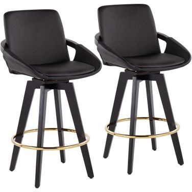 Cosmo Swivel Fixed Height Counter Stool Set of 2 In Black