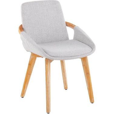 Cosmo Mid-Century Chair In Natural Bamboo And Light Grey Noise Fabric