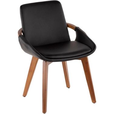 Cosmo Mid-Century Chair In Walnut And Black Faux Leather
