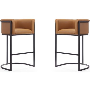 Cosmopolitan Barstool in Camel and Black (Set of 2)