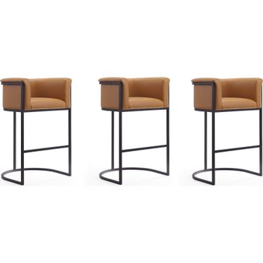 Cosmopolitan Barstool in Camel and Black (Set of 3)