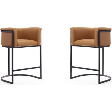 Cosmopolitan Counter Stool in Camel and Black (Set of 2)
