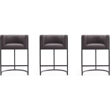 Cosmopolitan Counter Stool in Pebble and Black (Set of 3)