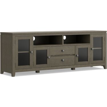 Cosmopolitan Solid Wood 72 Inch Wide TV Media Stand In Farmhouse Grey