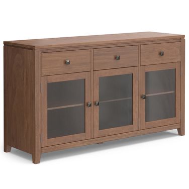 Cosmopolitan Solid Wood Sideboard Buffet In Medium Saddle Brown