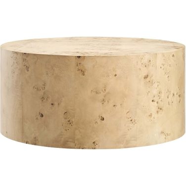 Cosmos 35 Inch Round Burl Wood Coffee Table In Burl