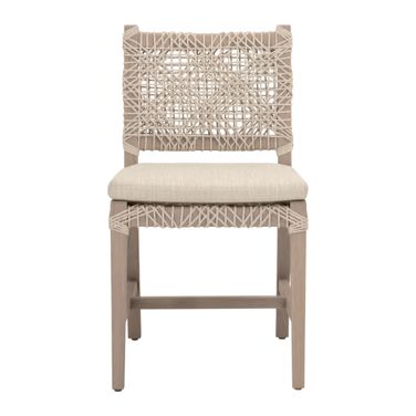 Costa Outdoor Dining Chair In Oat Flat Rope and Ecru Weave Washed Ever Teak - Set of 2