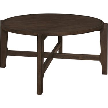 Cota Round Solid Wood Coffee Table Dark Brown