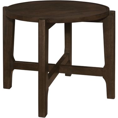 Cota Round Solid Wood End Table Dark Brown