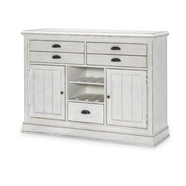 Cottage Park 5 Drawer and 2 Door Credenza In Aged White