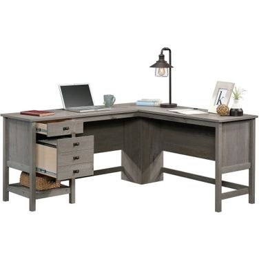 Cottage Road L-Shaped Desk In Mystic Oak
