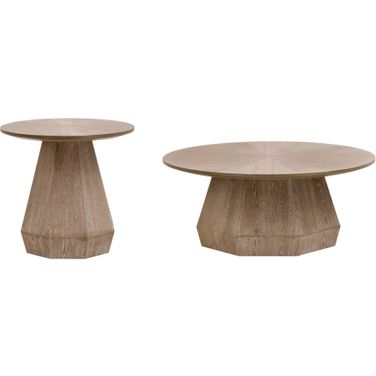 Coulter Round Occasional Table Set In Natural Gray