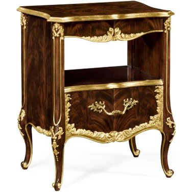Country Farmhouse Mahogany And Gilded Nightstand