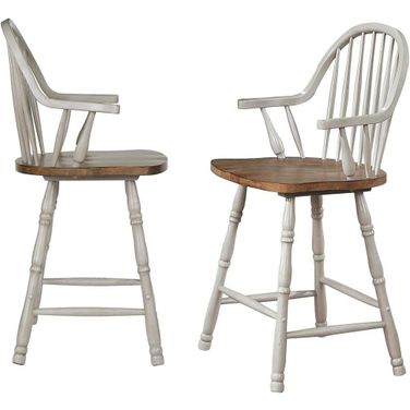 Country Grove 24 Inch Windsor Bar and Counter Stool with Arms Set of 2