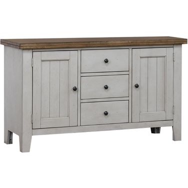 Country Grove Distressed Gray and Brown Wood Buffet