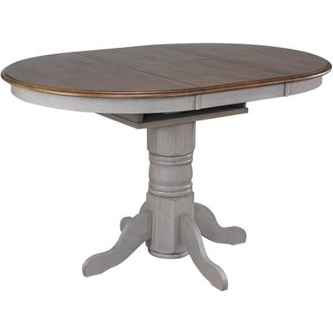 Country Grove Distressed Gray and Brown Wood Round or Oval Extendable Pub Table